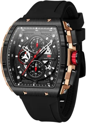 Hollow Big Dial Luminous Waterproof Sport Analog Quartz Business Chronograph insignificant trait baseball whereas alert meager Mens Watches Blue Silicon Strap Dress Watch(Gold Black) MF MINI FOCUS Watch for Men Wristwatch Fashion 