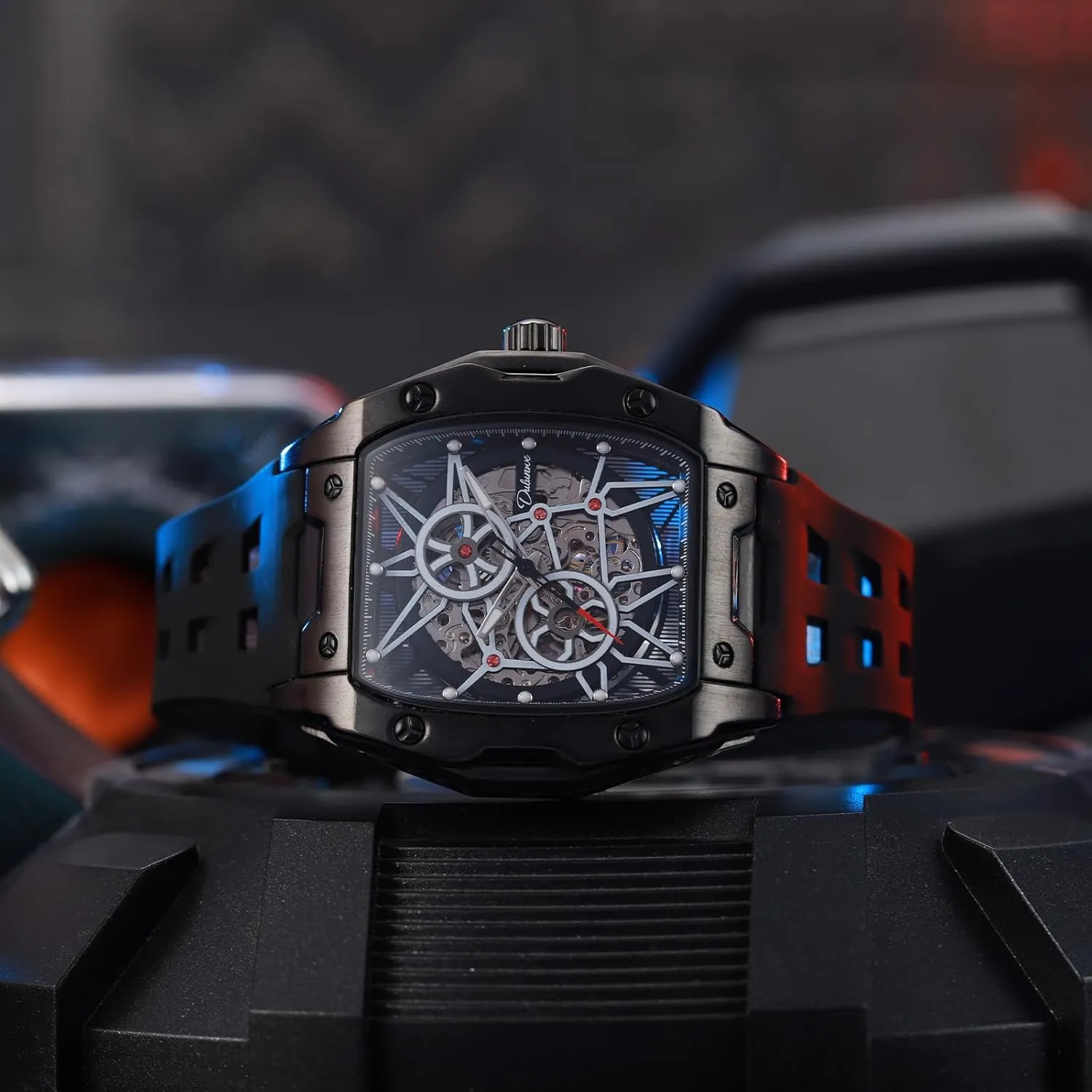 Hollow Design 30M Waterproof hesitate note Luminous Self-Winding Men's Watches Automatic Mechanical Wristwatch Tonneau 