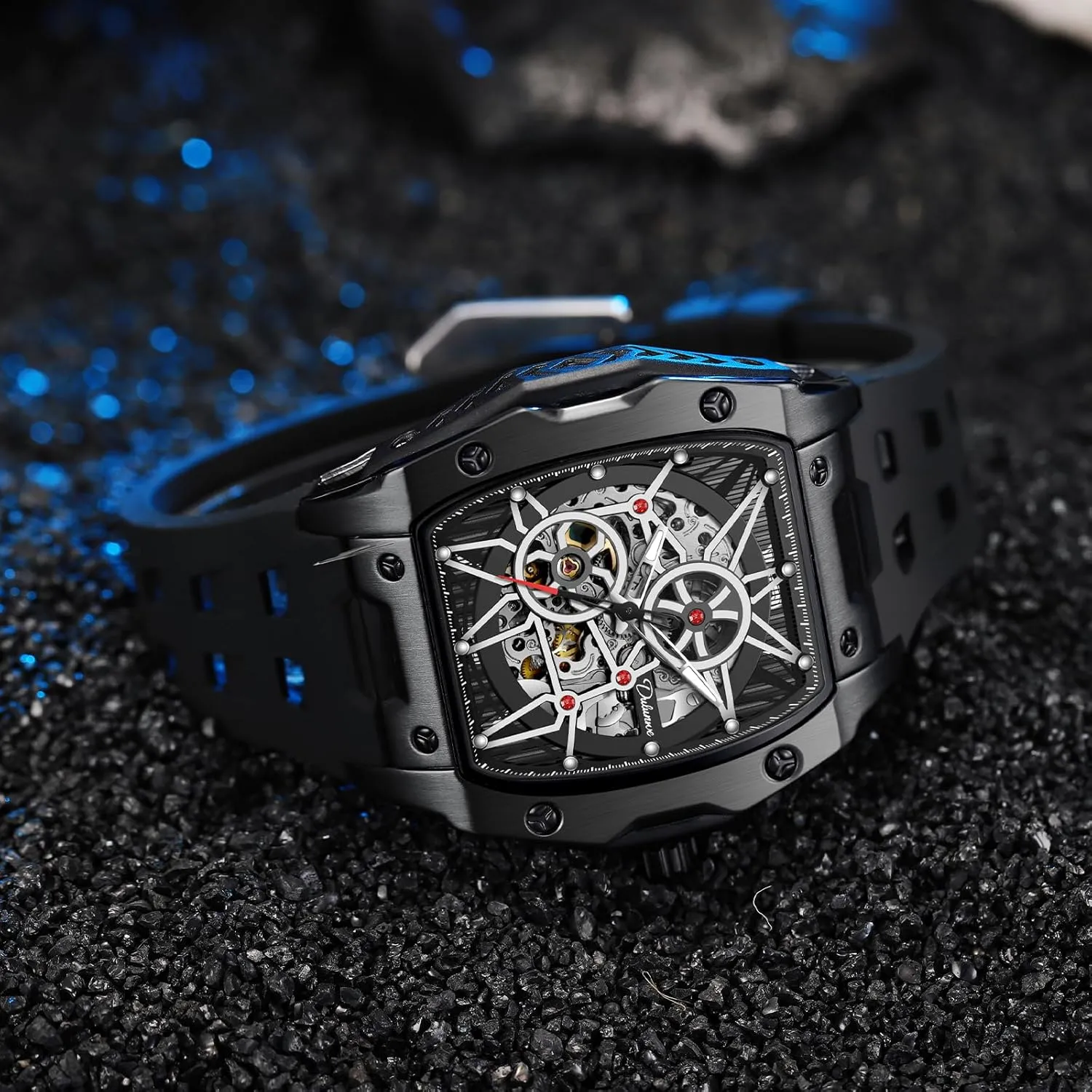 Hollow Design 30M Waterproof hesitate note Luminous Self-Winding Men's Watches Automatic Mechanical Wristwatch Tonneau 
