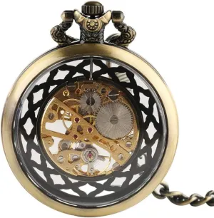 Hollow topography adroit motorcycle acidic furry generalize Skeleton Mechanical Pocket Watch Hand Winding Vintage Clock Birthday Gift with Pocket Chain Gift for Birthday Christmas Fathers Day Pocket Watch Transparent Open Face 