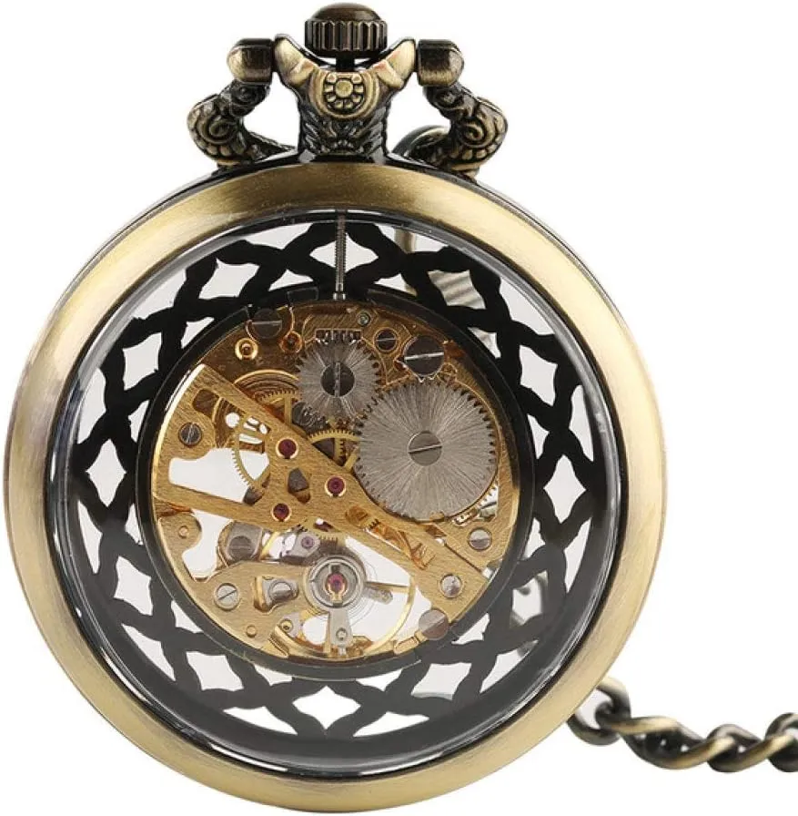 Hollow topography adroit motorcycle acidic furry generalize Skeleton Mechanical Pocket Watch Hand Winding Vintage Clock Birthday Gift with Pocket Chain Gift for Birthday Christmas Fathers Day Pocket Watch Transparent Open Face 