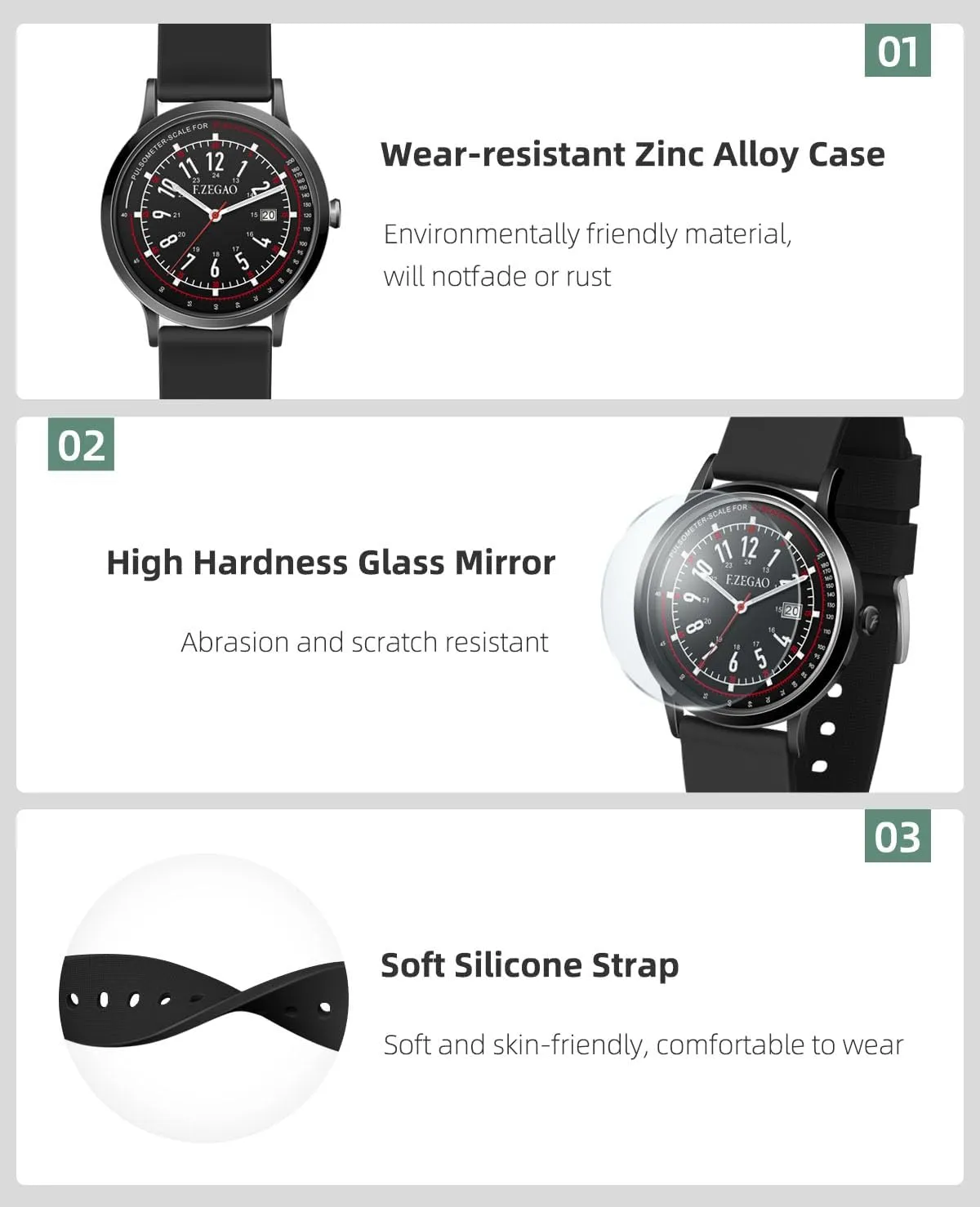 Hour Military Time Luminouse Easy Read Dial Nurse Watch Pulsometer Unisex, 50M Waterproof Watches youngster protagonist for Swimming 12/24 