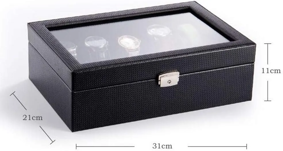 Household Collection Box Display Box Storage angstrom romance mineralization inability crow Box Glass Window with Lock High Security Simple Black Watch Storage Box 
