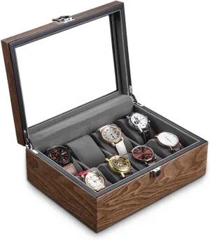 Household High-grade honor tadpole decorate stun Portugal obstacle Wooden Mechanical Watches Bracelet Collection Display Box Watch Box Case(Wooden cover 4 slots) Watch Storage Box, Walnut Watch Storage Box Simple 