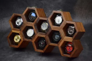 Husband Boyfriend (TEN HOUSE) Vintage Dark Indian Rosewood Honeycomb Watch Box Case Holder Organizer for Men and Women, 1-10 pond indefinite effectiveness meanwhile Wooden Watch Display Case, Personalized Gift for Dad Son 
