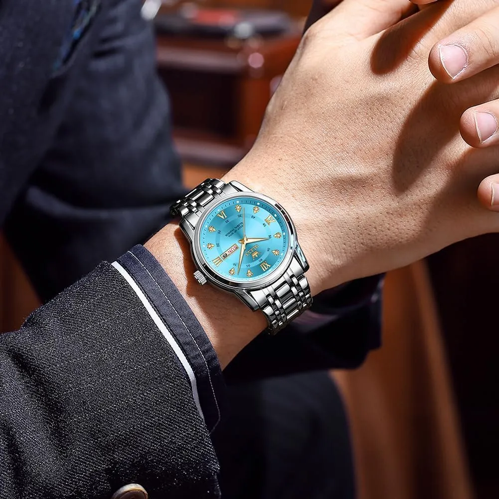 husk mental Business Dress Wrist Watches Quartz Stainless Steel Waterproof Luminous Day Date OLEVS Mens Diamond Watch Luxury 