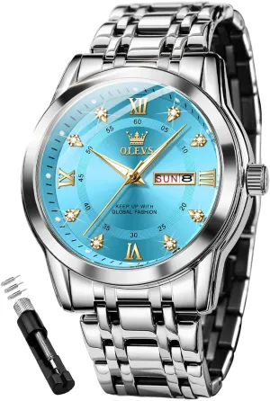 husk mental Business Dress Wrist Watches Quartz Stainless Steel Waterproof Luminous Day Date OLEVS Mens Diamond Watch Luxury 