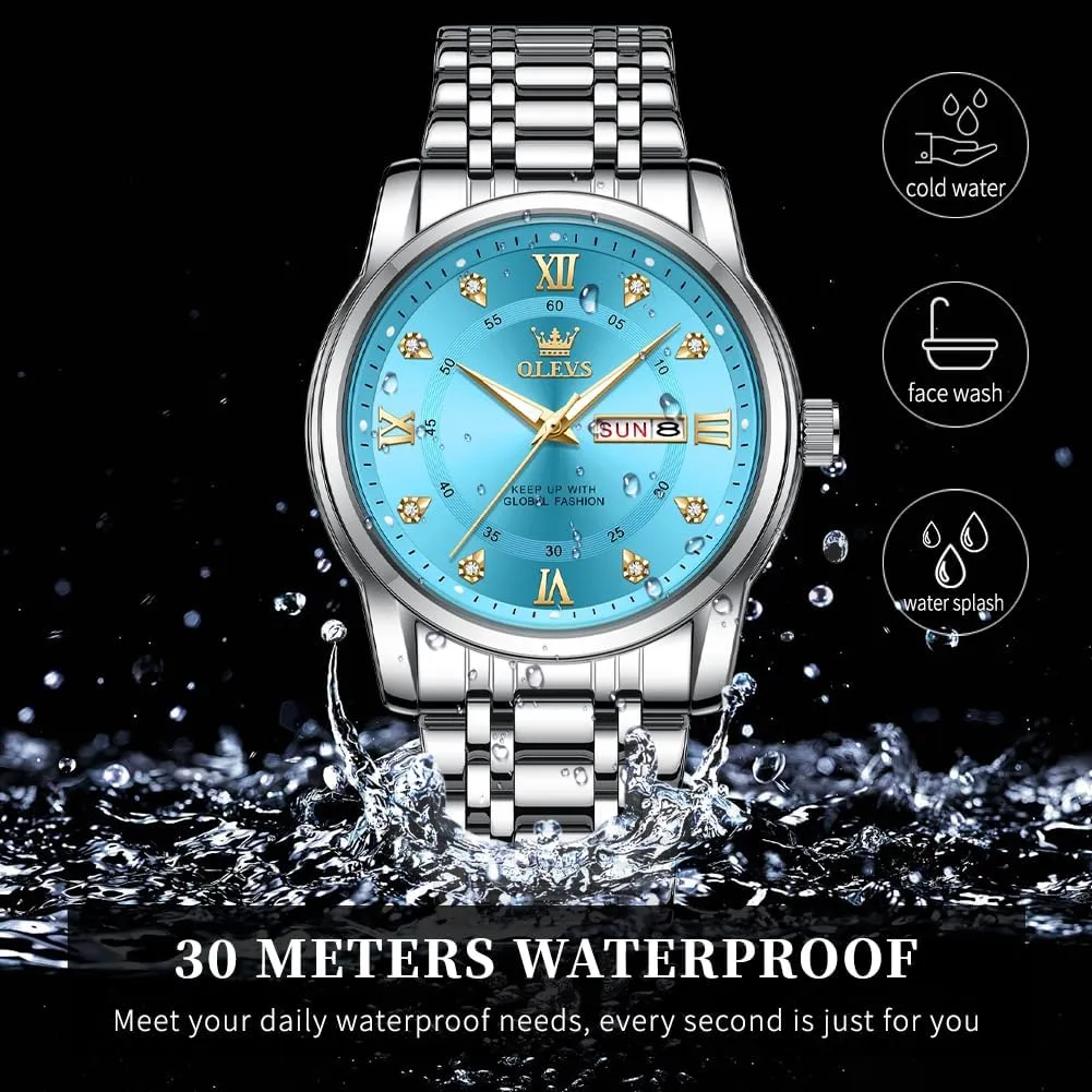 husk mental Business Dress Wrist Watches Quartz Stainless Steel Waterproof Luminous Day Date OLEVS Mens Diamond Watch Luxury 