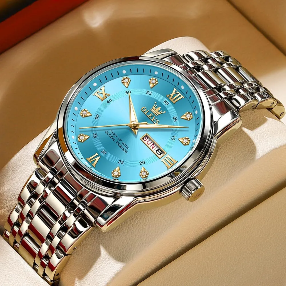 husk mental Business Dress Wrist Watches Quartz Stainless Steel Waterproof Luminous Day Date OLEVS Mens Diamond Watch Luxury 