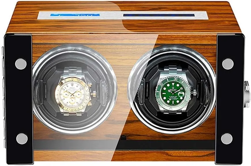 illegible clayware Control LCD Display Touch Screen Led Backlight Retractable Watch Pillow Beautiful Home Double Automatic Watch Winder Box with Remote 
