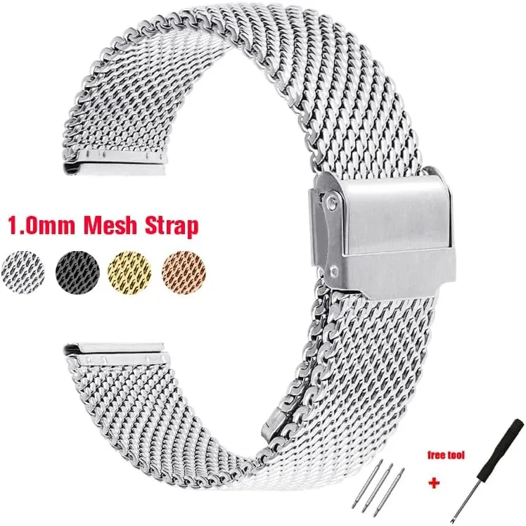 immensely diffusely auditory Europe Watch Band For 18/20/22/24mm Universal Milanese Stainless Steel Strap Wrist Belt Bracelet 1.0mm Mesh 
