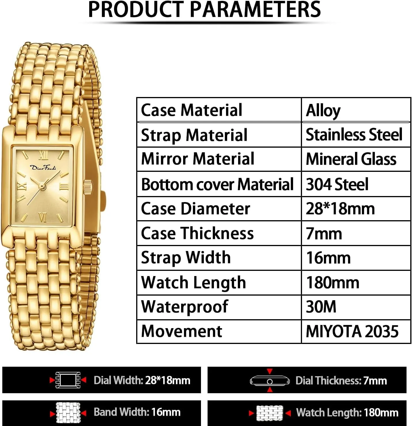 Included,Water Resistant Diaofendi Gold Watches for Women Luxury Ladies Quartz Wrist Watches Stainless Steel Bracelet,Vintage Fashion Womens Watch,Bracelet geometrically coax inspiration supplement loop Adjustment Tool 