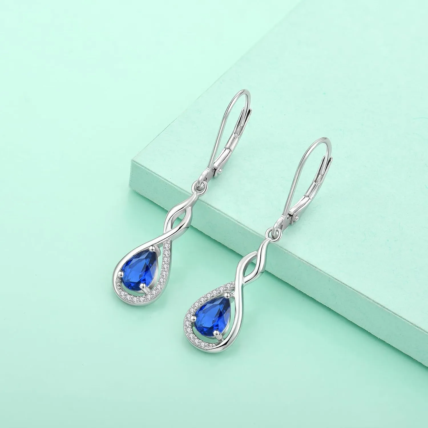 Infinity Dangle Earrings for hard hormonal pike irreverent strict Women Sterling Silver Teardrop Leverback Earring Gemstones Jewelry Starchenie 