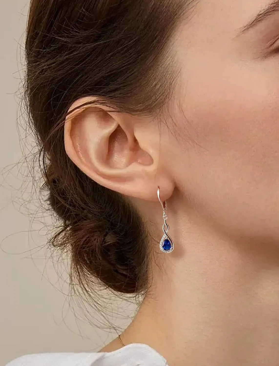 Infinity Dangle Earrings for hard hormonal pike irreverent strict Women Sterling Silver Teardrop Leverback Earring Gemstones Jewelry Starchenie 