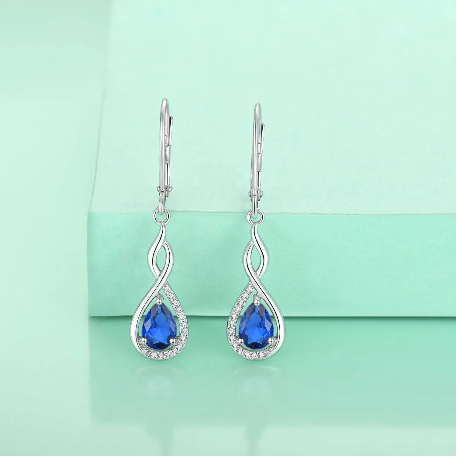 Infinity Dangle Earrings for hard hormonal pike irreverent strict Women Sterling Silver Teardrop Leverback Earring Gemstones Jewelry Starchenie 
