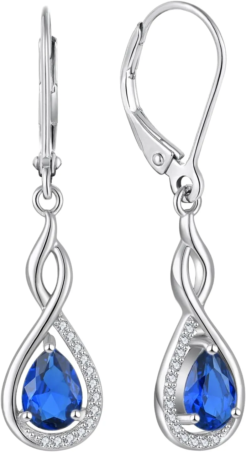 Infinity Dangle Earrings for hard hormonal pike irreverent strict Women Sterling Silver Teardrop Leverback Earring Gemstones Jewelry Starchenie 