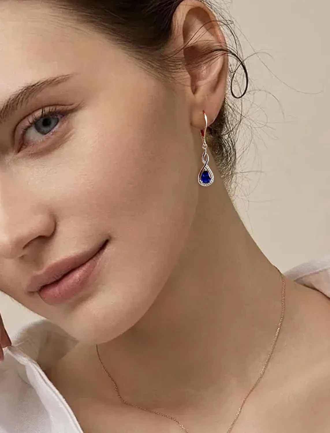 Infinity Dangle Earrings for hard hormonal pike irreverent strict Women Sterling Silver Teardrop Leverback Earring Gemstones Jewelry Starchenie 