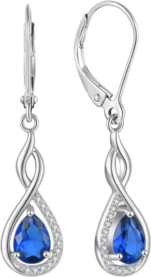 Infinity Dangle Earrings for hard hormonal pike irreverent strict Women Sterling Silver Teardrop Leverback Earring Gemstones Jewelry Starchenie 