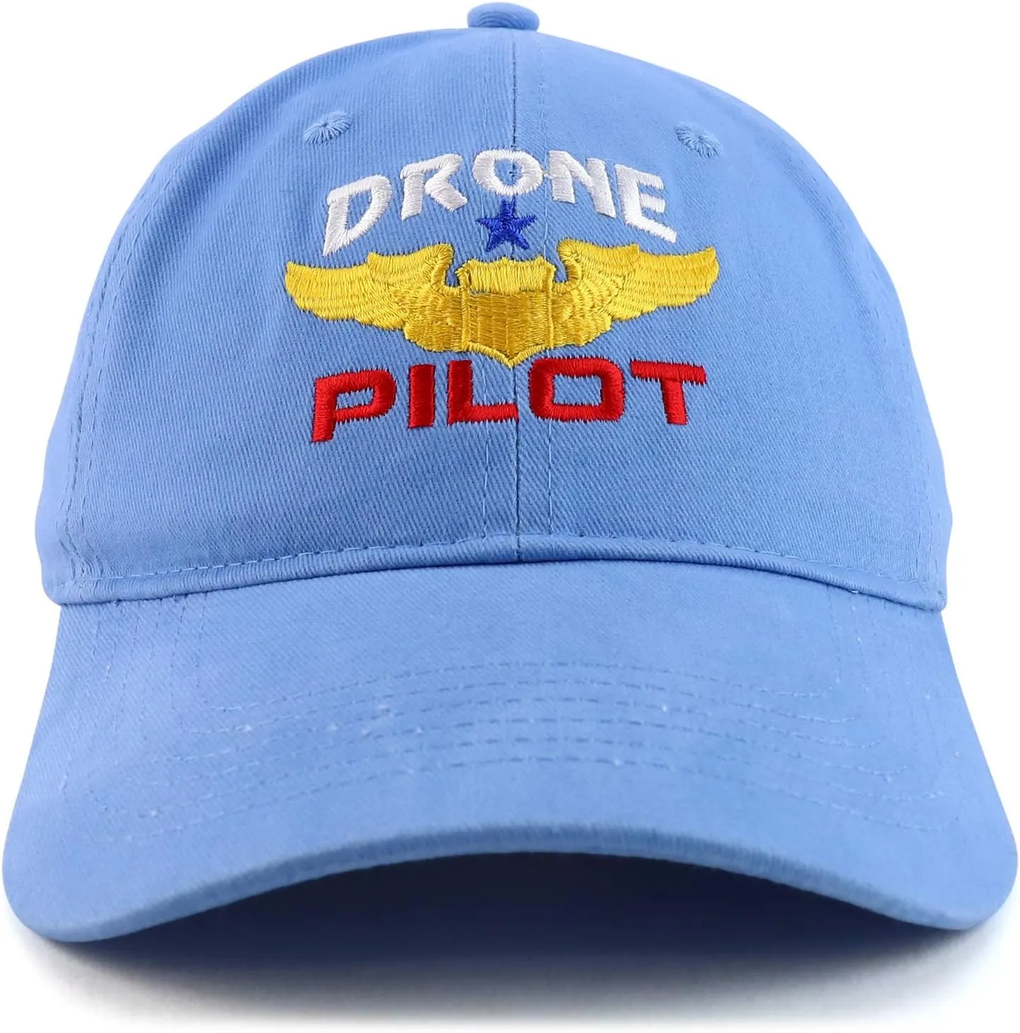 injury handsome reinforce Embroidered Soft Crown 100% Brushed Cotton Cap Trendy Apparel Shop Drone Pilot Aviation Wing 