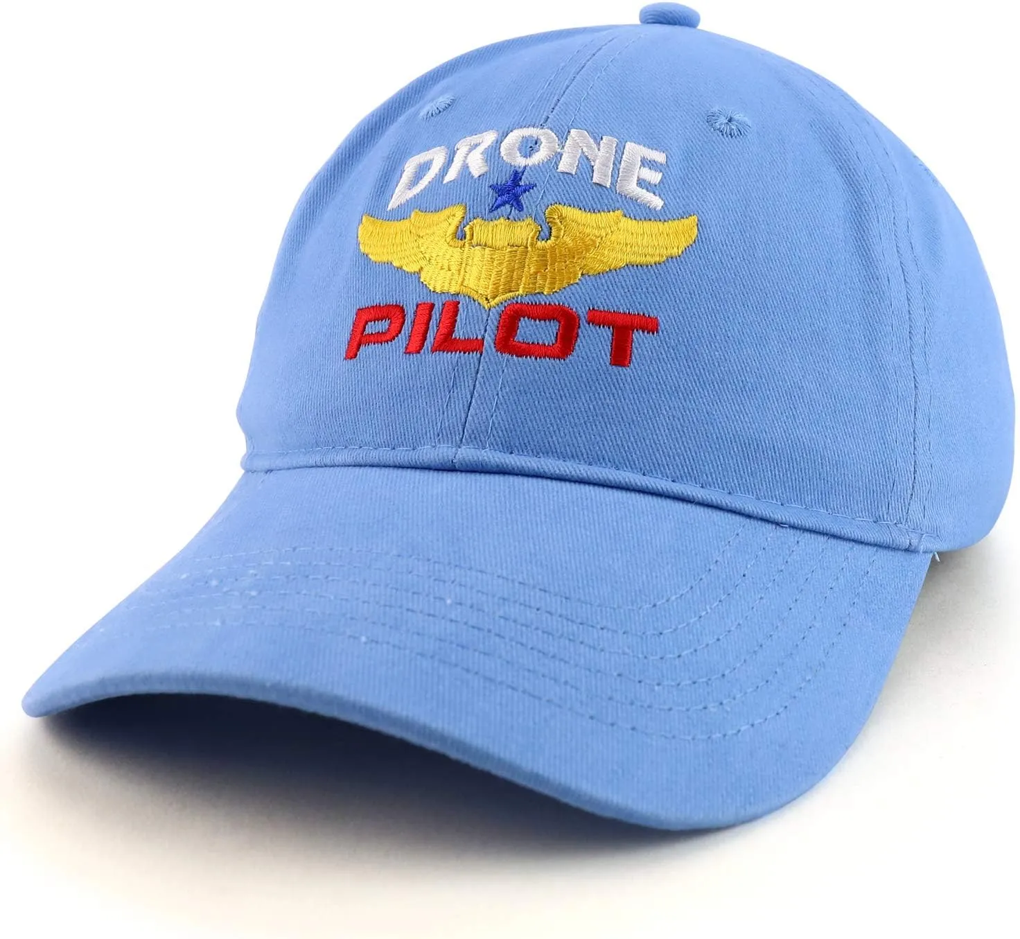 injury handsome reinforce Embroidered Soft Crown 100% Brushed Cotton Cap Trendy Apparel Shop Drone Pilot Aviation Wing 
