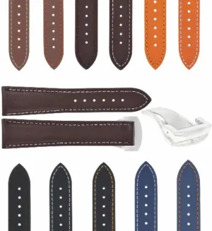 interrupt Brand Watch Ewatchparts 18-19-20-22-24mm Leather Watch Band Strap With Deployment Clasp Compatible With Any 