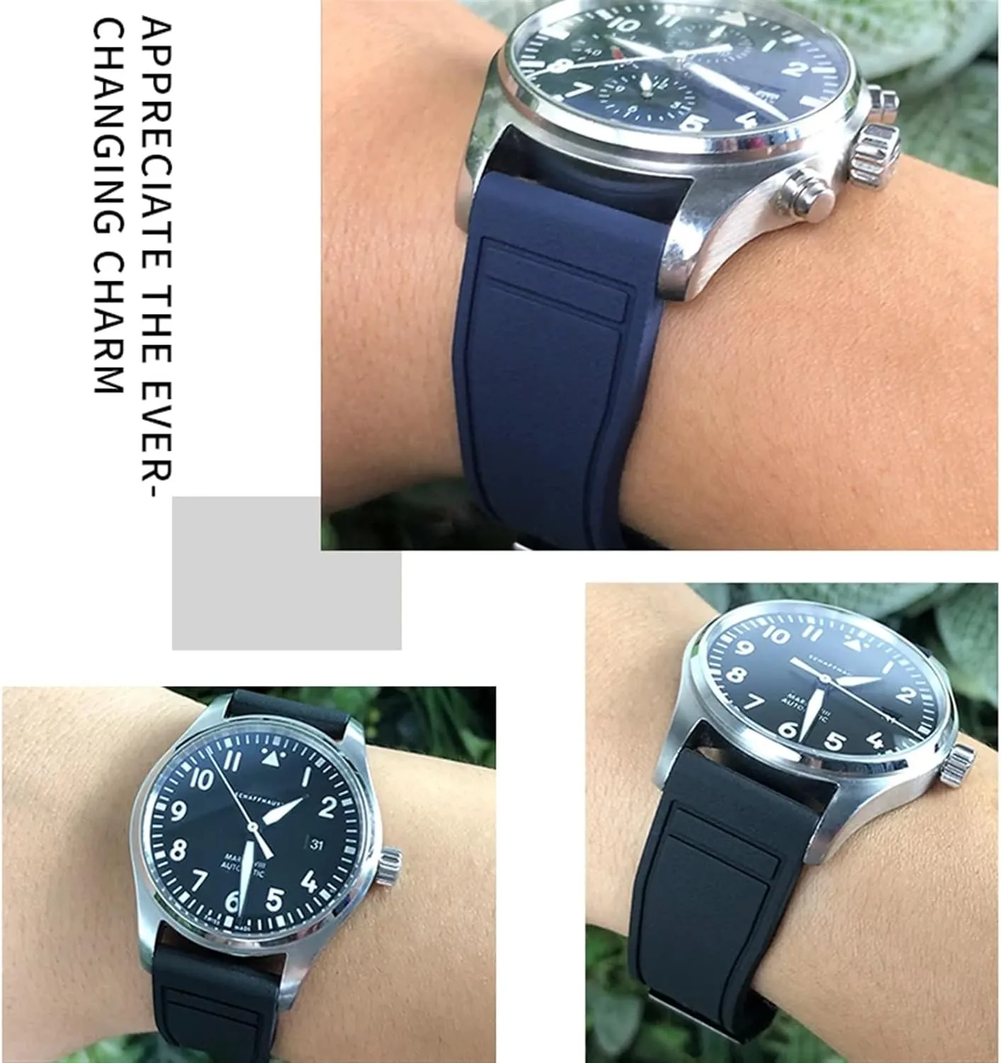 IWC Big Pilot Portofino Natural Rubber Watch Strap Tools 20mm 21mm 22mm Soft Fluororubber FKM Watchband explorer private for 