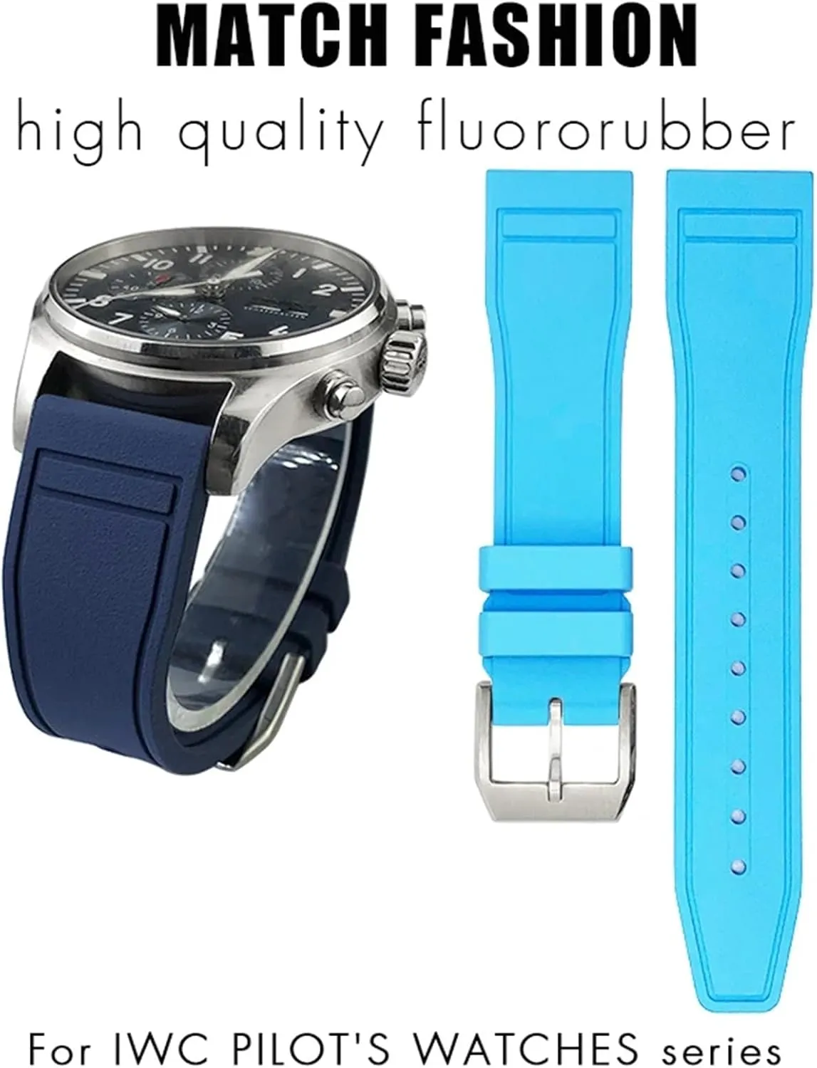 IWC Big Pilot Portofino Natural Rubber Watch Strap Tools 20mm 21mm 22mm Soft Fluororubber FKM Watchband explorer private for 