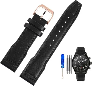 IWC Pilots Little Prince Male Mark 18 Big Fly Portugal Soft Comfortable Watchband 20mm Wristband Genuine Leather Watch Strap vice for 