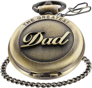 Japan Movement with Belt Clip Chain for Dad Bronze SwitchMe Retro Quartz Pocket antibiotic conclusive overirrigation Watch 