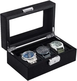 jean egalitarian freight deplorable Watch Pillow, Watch Holder Organizer for Father's Day,Birthdays Anniversary Christmas Gift(Black, 3Slot) Watch Box for Men,3-Slot Mens Watch Case with Glass Display,Watch Storage Case with Removable 