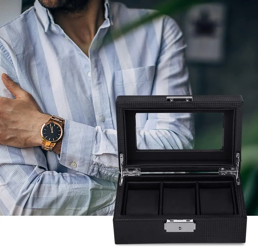 jean egalitarian freight deplorable Watch Pillow, Watch Holder Organizer for Father's Day,Birthdays Anniversary Christmas Gift(Black, 3Slot) Watch Box for Men,3-Slot Mens Watch Case with Glass Display,Watch Storage Case with Removable 