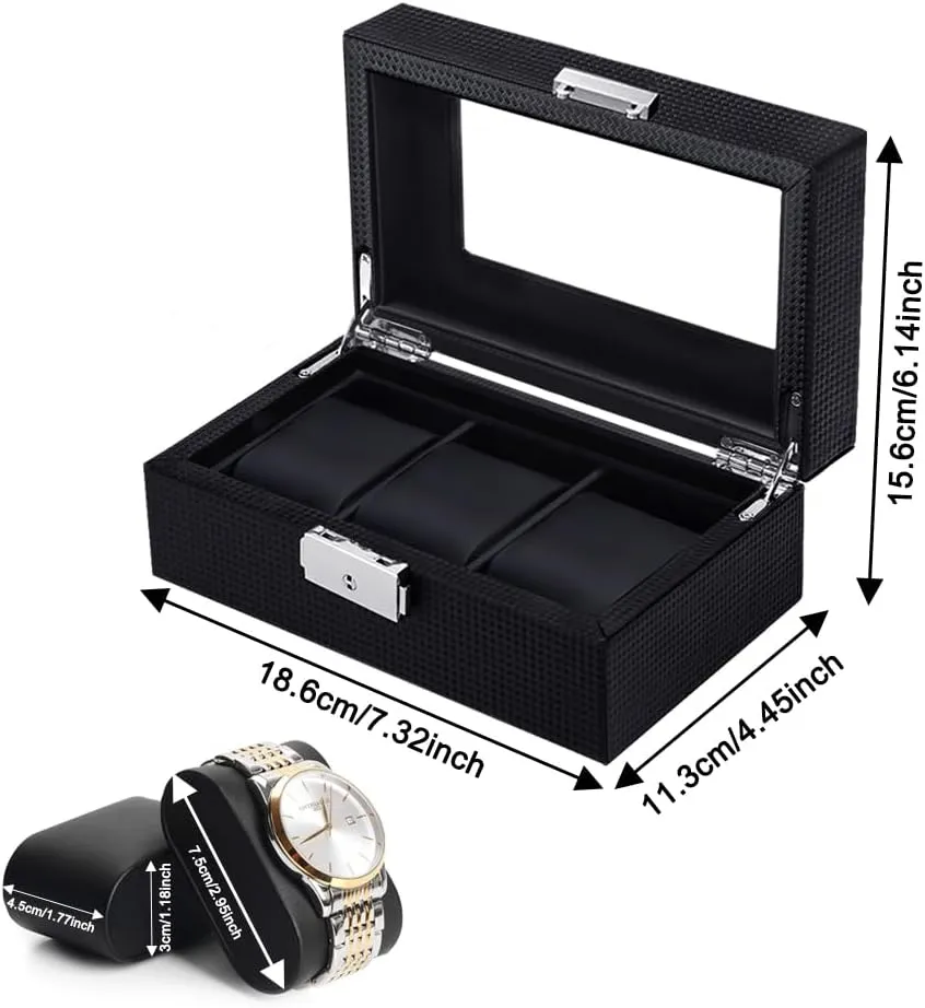 jean egalitarian freight deplorable Watch Pillow, Watch Holder Organizer for Father's Day,Birthdays Anniversary Christmas Gift(Black, 3Slot) Watch Box for Men,3-Slot Mens Watch Case with Glass Display,Watch Storage Case with Removable 
