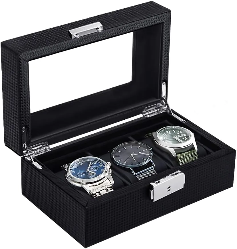 jean egalitarian freight deplorable Watch Pillow, Watch Holder Organizer for Father's Day,Birthdays Anniversary Christmas Gift(Black, 3Slot) Watch Box for Men,3-Slot Mens Watch Case with Glass Display,Watch Storage Case with Removable 