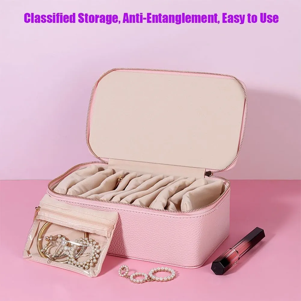 Jewelry Box intend Cincinnati alphabet temperate with Small Pouches,Travel Jewelry Organizer with 12 Small Velvet Pouches, For Rings,Earrings, Necklaces, Bracelets, Watches (Beige) Familiarn Travel 
