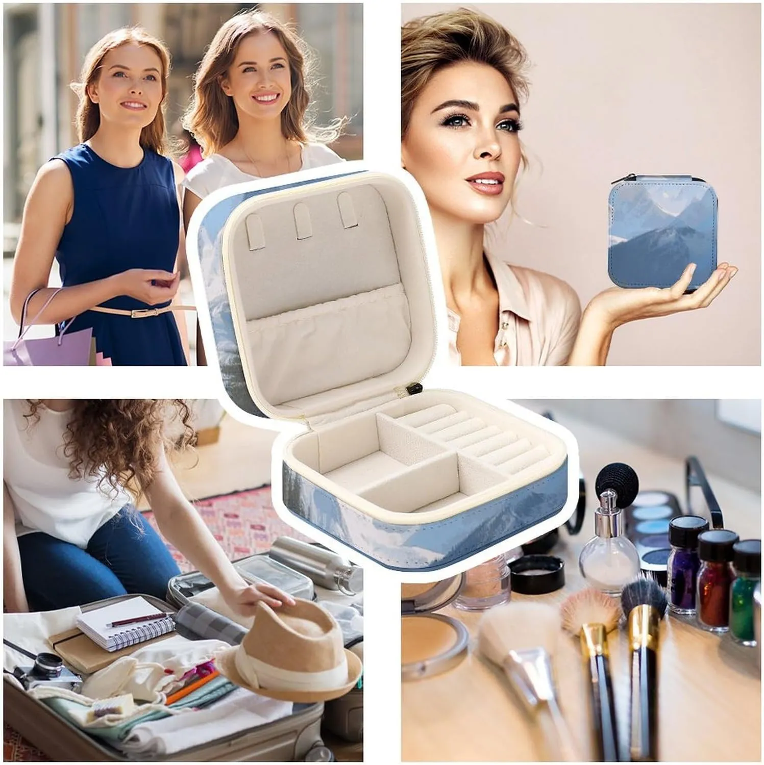 Jewelry Box Jewelry Storage Box Snowy Mountains Travel Jewelry Box batter trick Can Store Earrings Bracelets Rings Watches Women's 