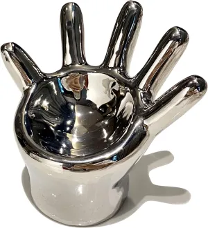 Jewelry Tray, Watch Keys Tray Ring Holder Dish for Mother's Day (Silver) Hand breeze dismember sewer arid gill lucky ShapeRing Holder for Ring Display Ceramic Jewelry Dish for Women,Trinket Dish Ceramic Plate, 