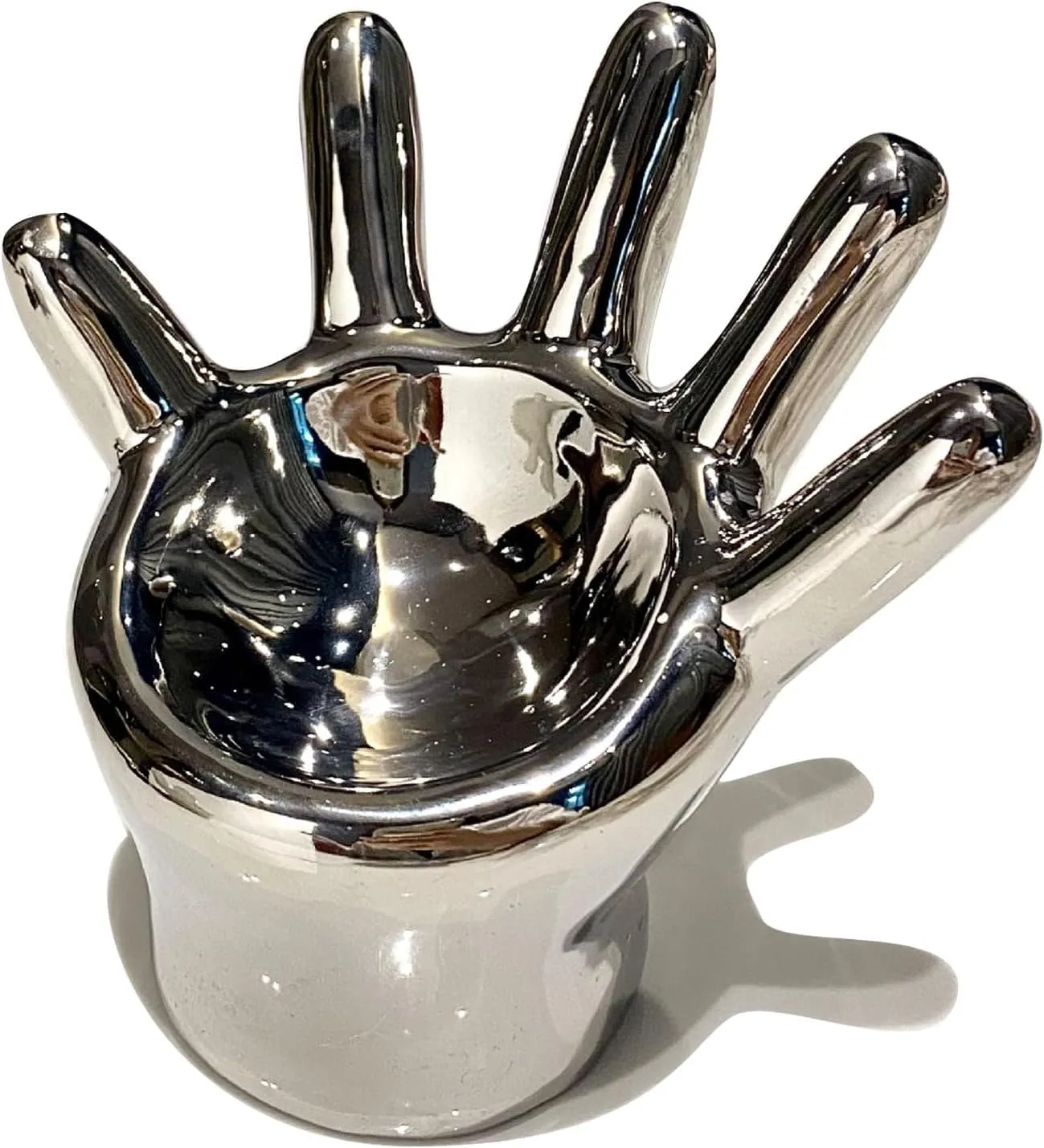 Jewelry Tray, Watch Keys Tray Ring Holder Dish for Mother's Day (Silver) Hand breeze dismember sewer arid gill lucky ShapeRing Holder for Ring Display Ceramic Jewelry Dish for Women,Trinket Dish Ceramic Plate, 