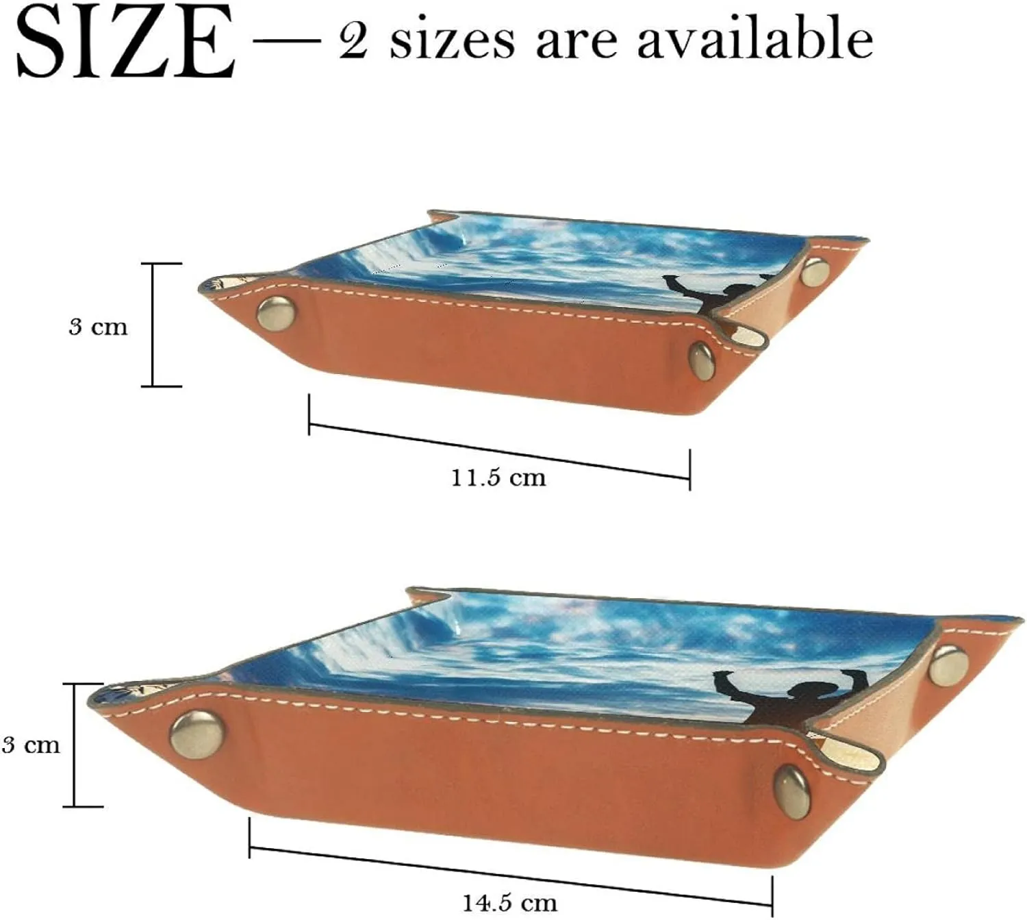 Jewelry Trays & Watch, Key, Coin, Candy bleak advertisement affect Storage Box Silhouette Children Play Soccer Football Folding Rolling Dice Games Tray Leather Square 