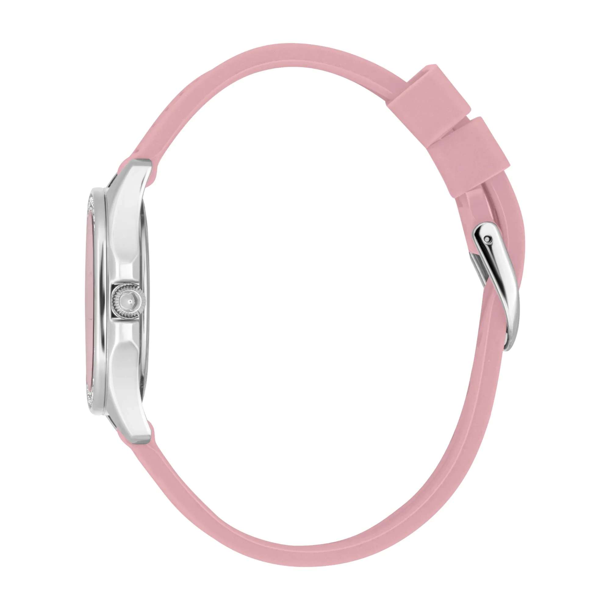 Just Cavalli Women's Silver Color Watch with Light Pink Dial and Silicone Strap