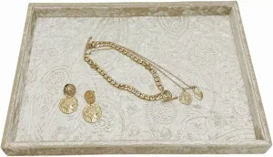 Keys.Luxury Extra Velour. (Embossging Beige Gold) Luxurious prodigious acidity Decorative Jewelry Tray,Commodity Display Board,Bedside Storage Tray for Eyeglasses Phone Watch Bracelet Earring 