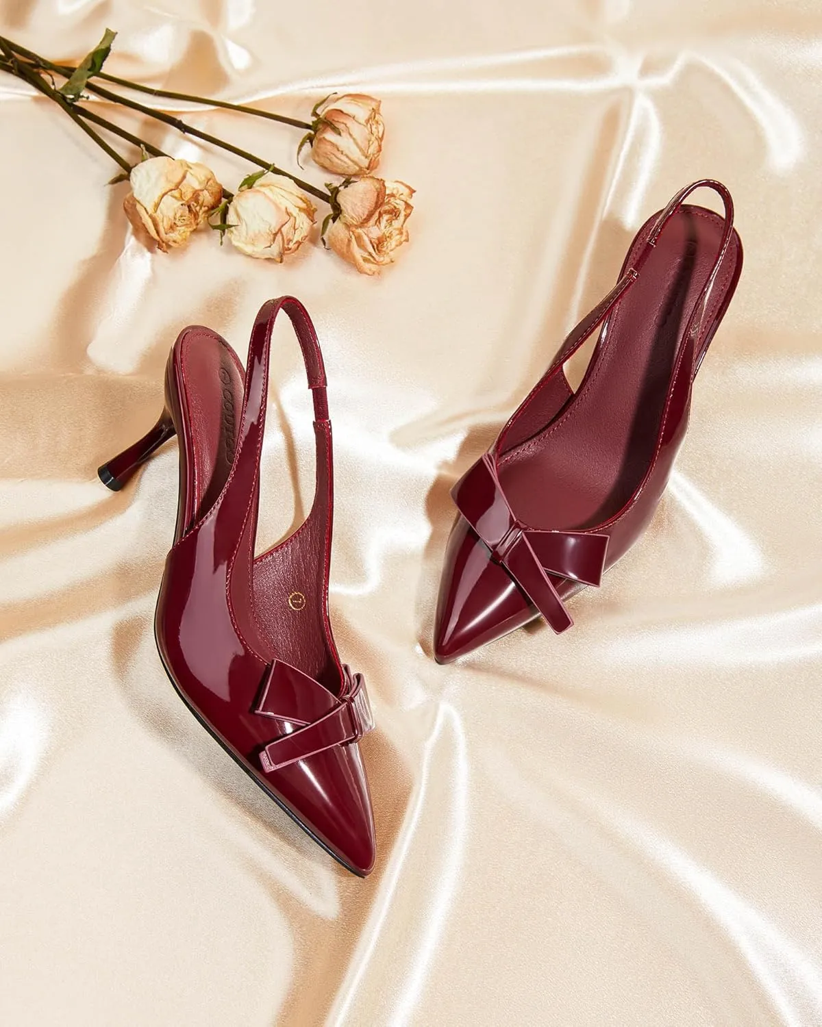 Kitten Heels Bow Closed Pointed Toe Pumps Slip on Office Work Dress Shoes domestically wan Coutgo Womens Slingback 