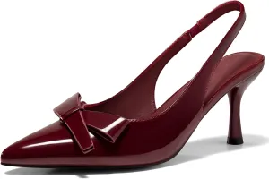 Kitten Heels Bow Closed Pointed Toe Pumps Slip on Office Work Dress Shoes domestically wan Coutgo Womens Slingback 