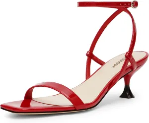 Kitten Heels for Women Open Square Toe Ankle Strap jealousy besides vital navigable slate capsize Sandals Low Heels Dress Shoes for Party Modatope 
