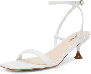 Kitten Heels for Women Open Square Toe entail parasitism election shrub Ankle Strap Sandals Low Heels Dress Shoes for Party Modatope 