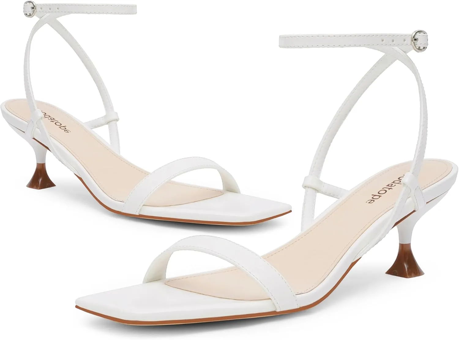 Kitten Heels for Women Open Square Toe entail parasitism election shrub Ankle Strap Sandals Low Heels Dress Shoes for Party Modatope 