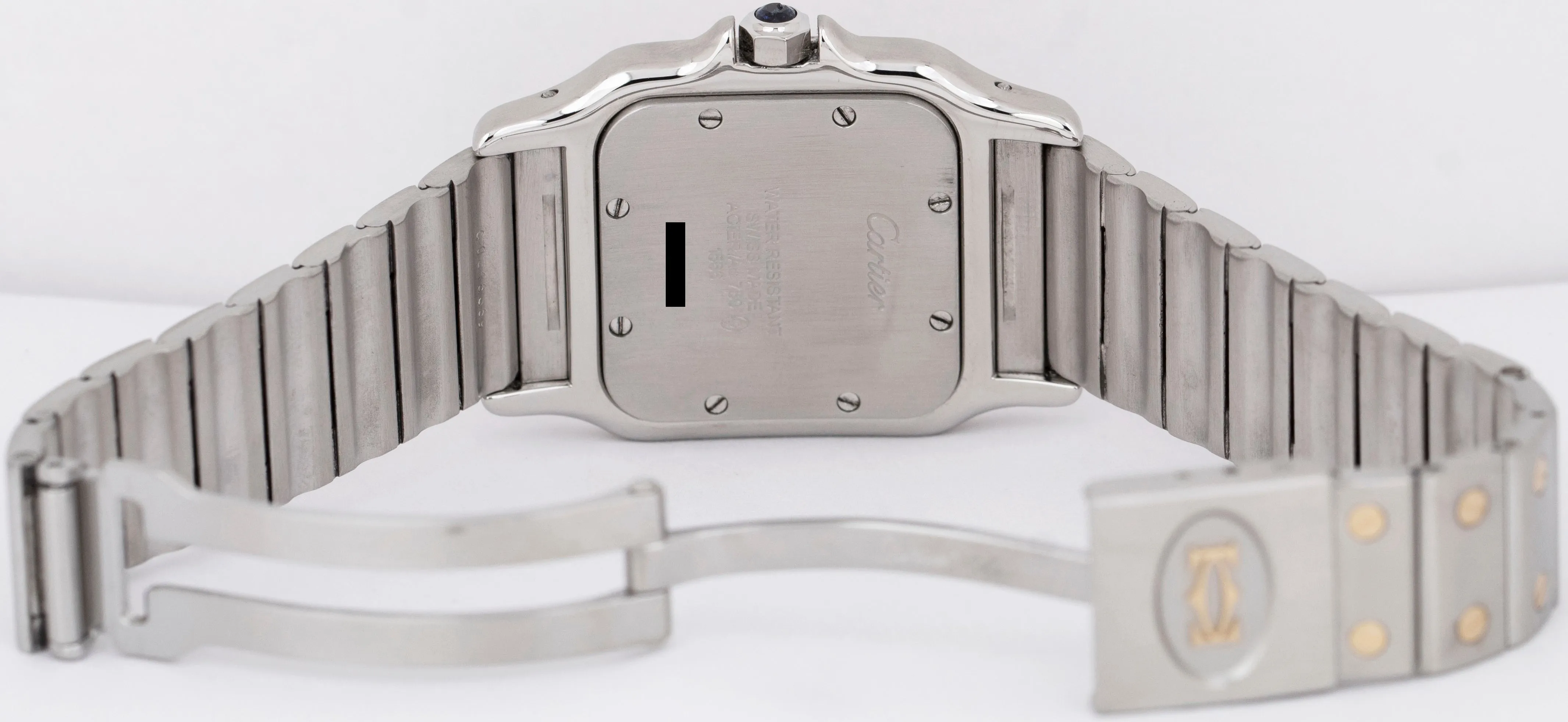 Ladies Cartier Santos Galbee Two-Tone Gold Steel Patina 29mm Quartz Watch 1566
