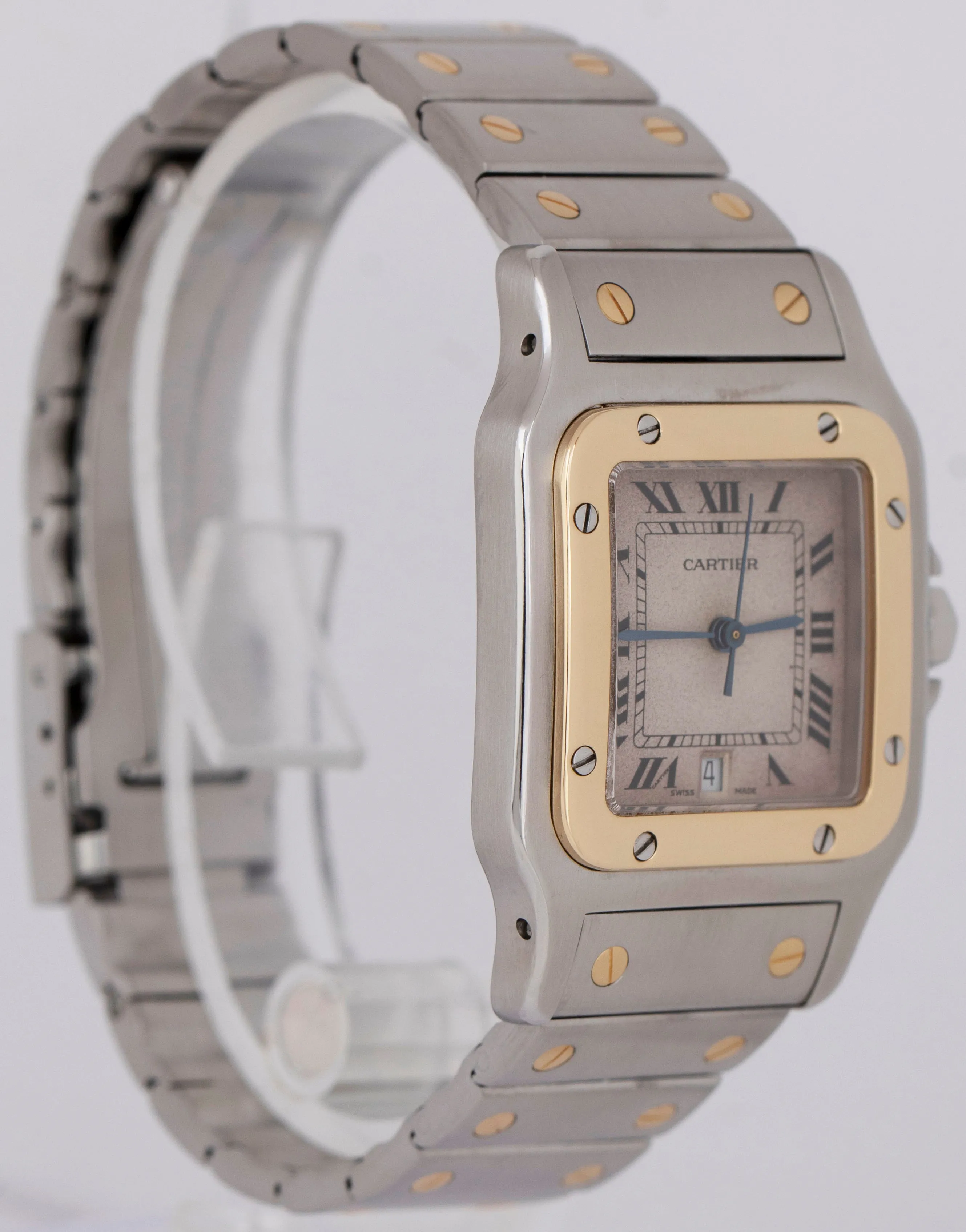 Ladies Cartier Santos Galbee Two-Tone Gold Steel Patina 29mm Quartz Watch 1566