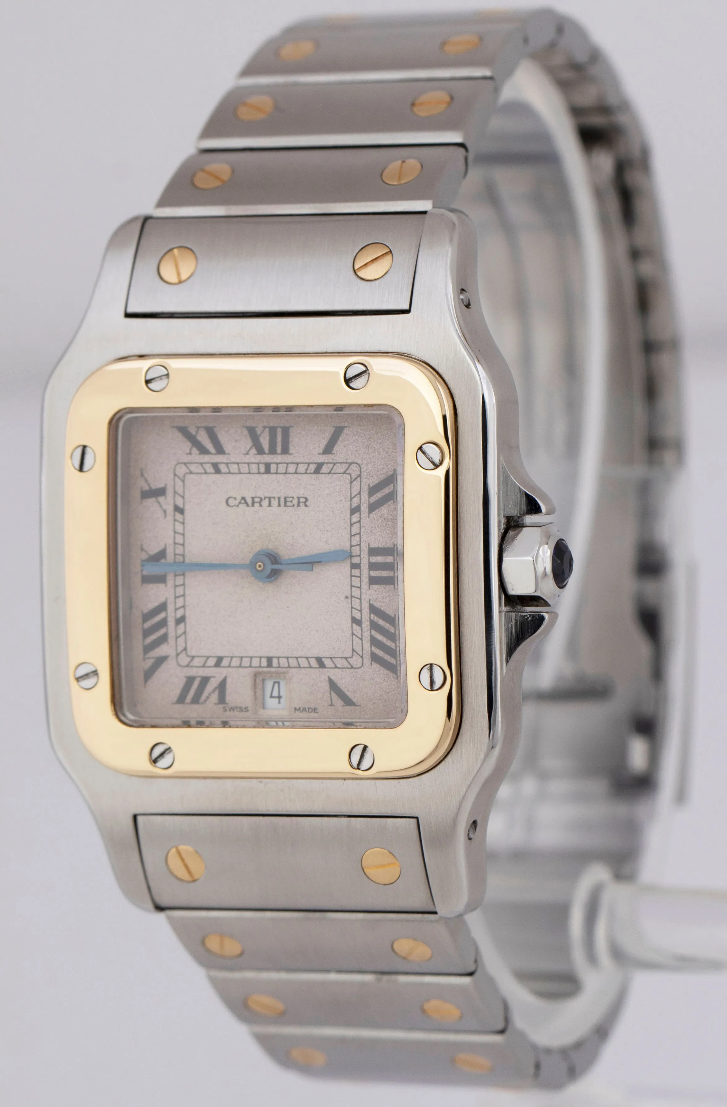 Ladies Cartier Santos Galbee Two-Tone Gold Steel Patina 29mm Quartz Watch 1566