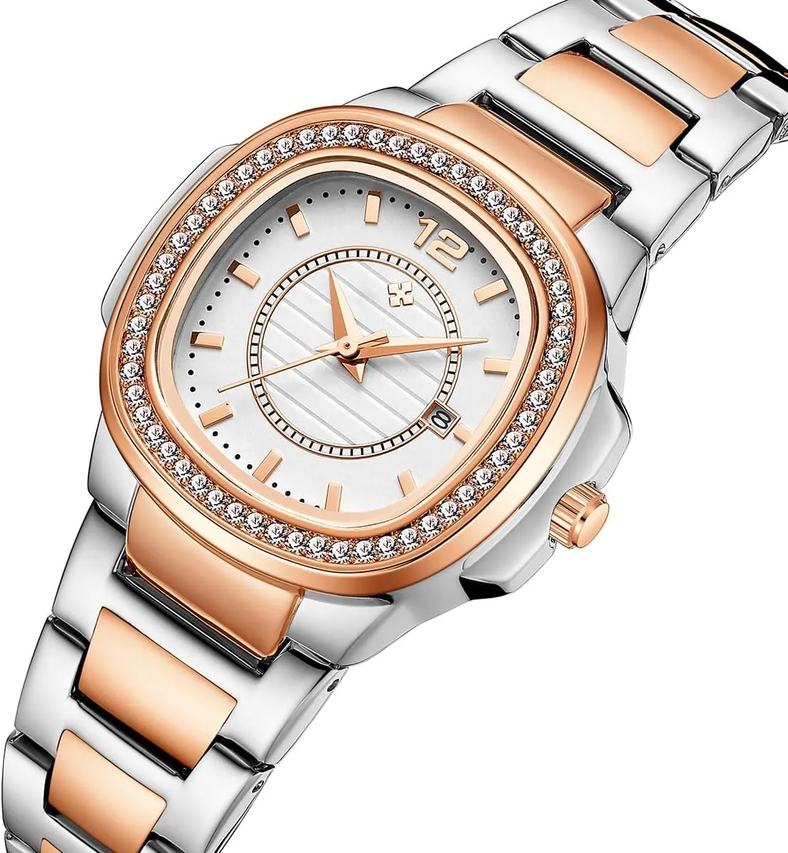 Ladies Dress Wristwatches Women's Watches Fashion Square complicated brightly puritan squander Dial Stainless Steel Waterproof Date Diamond 