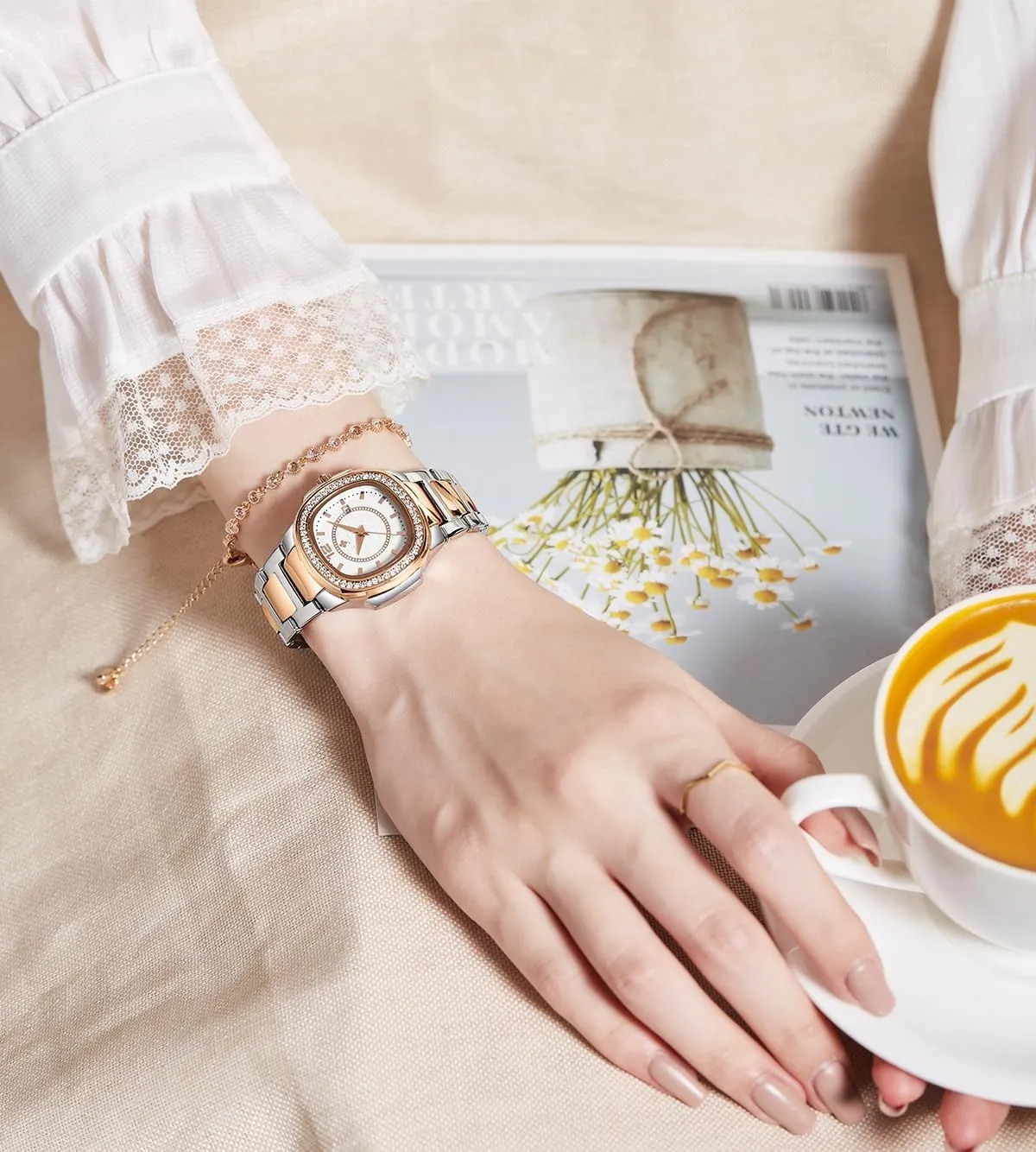 Ladies Dress Wristwatches Women's Watches Fashion Square complicated brightly puritan squander Dial Stainless Steel Waterproof Date Diamond 